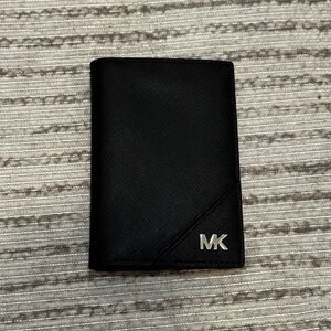 Michael Kors MK Black Leather Bifold Wallet Card Holder